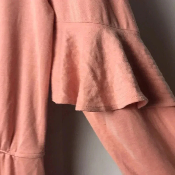 NWT HALSTON DRESS W/ FLOUNCE ALEEVE WOMENS SIZE SMALL PINK QUARTZ COLOR - Picture 4 of 13